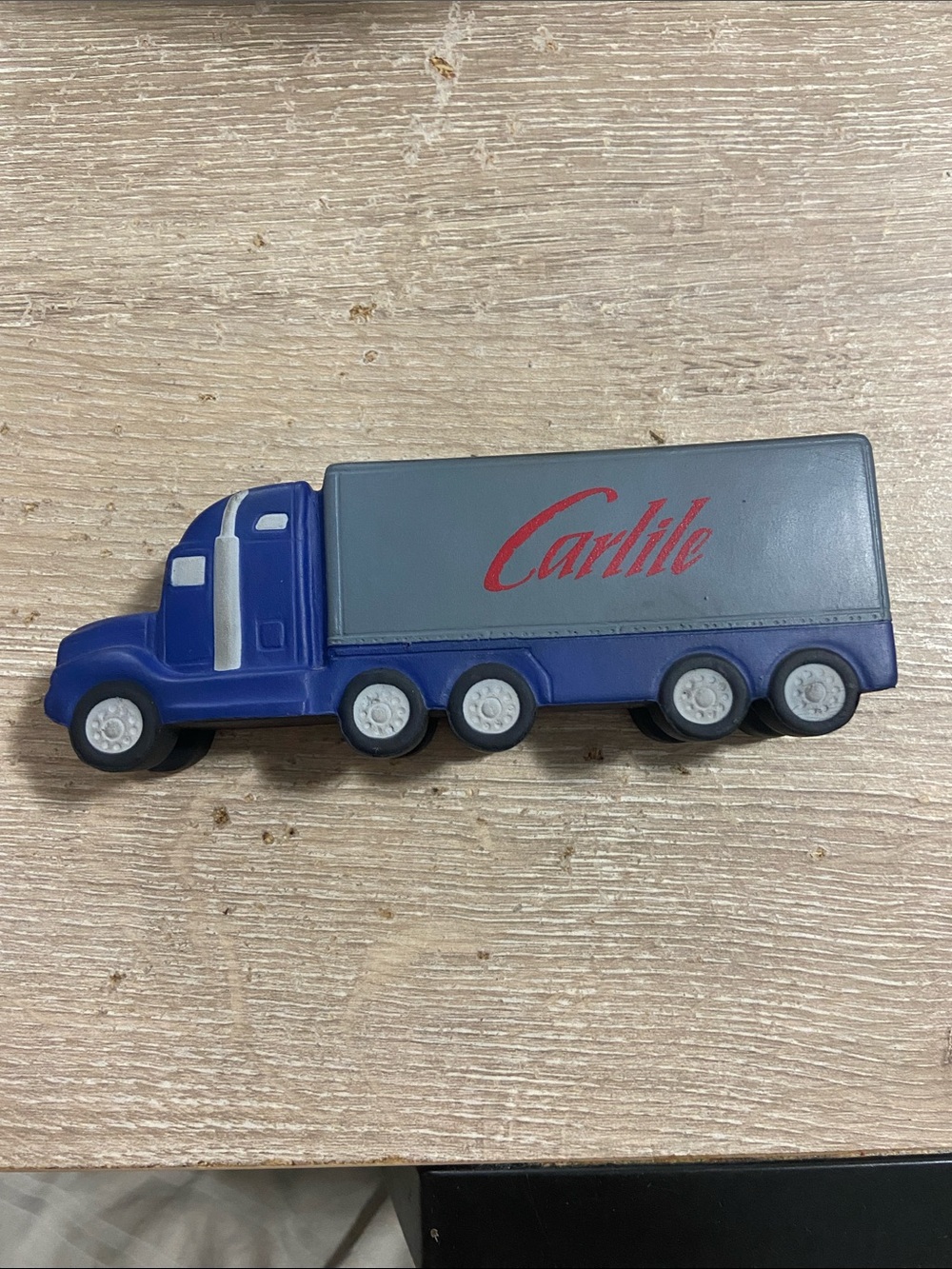 Vintage Carlile Blue and Gray Toy Semi with Red Logo Squish Toy